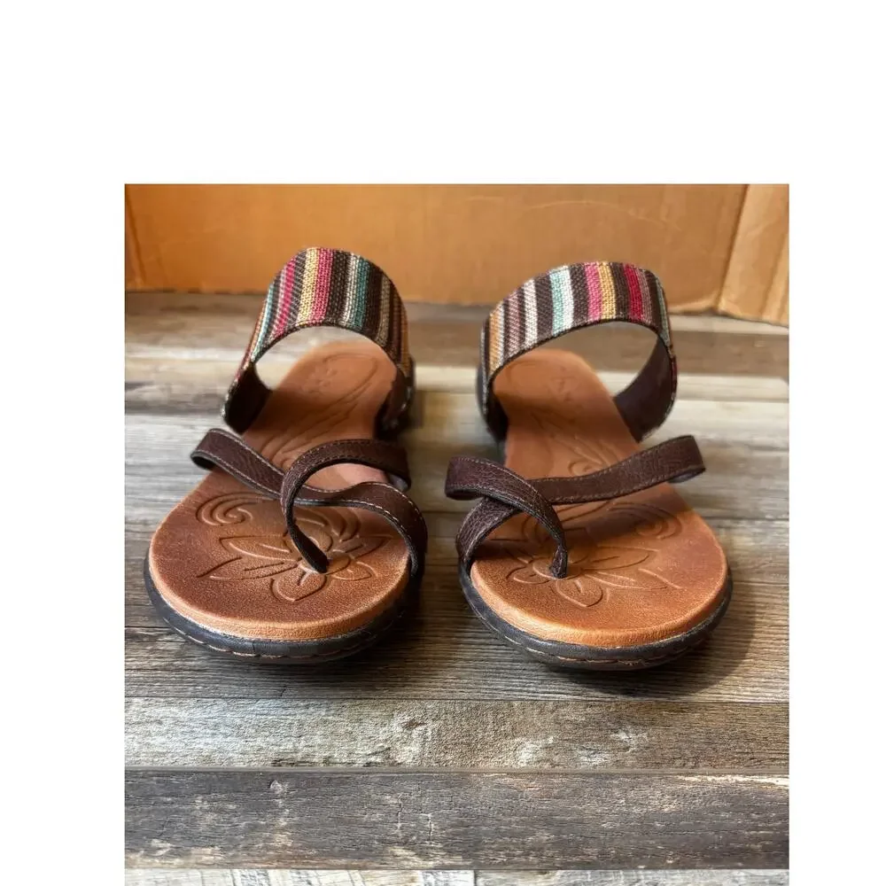B.O.C BORN CONCEPT Womens Multi-color Stripe Toe Loop Flat Sandals Sz 10M Z10106